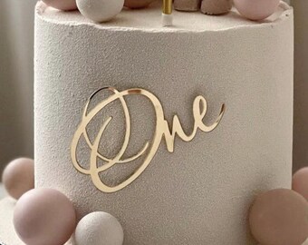 Acrylic Cake Charm "ONE" - Side Cake Decorating for 1st Birthday - 1, Set of 5, or Set of 10 Best Value