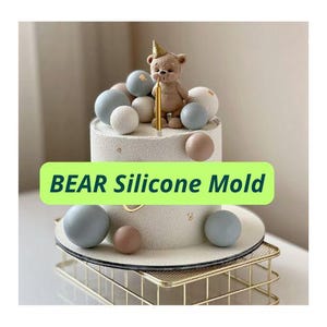 3D Teddy Bear Blowing Candle Silicone Molds, Baby Teddy Bear Mold Birthday Cake Topper for Fondant Chocolate  DIY Soap Candle Making Mould