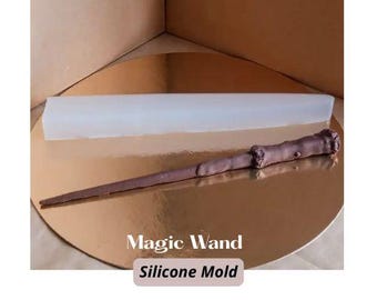 Molde de silicona con forma de varita mágica para chocolate, temática de escuela de magos, molde de silicona para hacer fondant de chocolate, decoración de tartas, tema mágico.