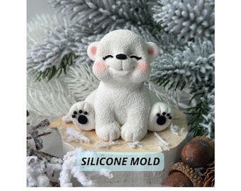 3D Eisbär Silikonformen, Baby Teddybärform Geburtstag Cake Topper für Fondant Schokolade DIY Seife Kerzenherstellungsform