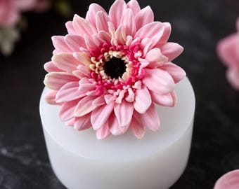 Realistic Gerbera Silicone Mold, Gerbera Daisy Flower Mold, Floral Silicone Mold for Chocolate, Fondant, 3D Zefir Flower Mould Extra Soft