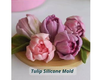 Stampo in silicone fiore di tulipano Tulipani 3D Stampi personalizzati realistici Fiori per cioccolato fondente Stampi per marshmallow Молд Для Зефира Тюльпан