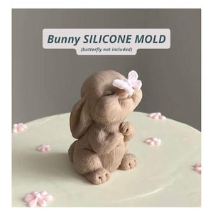 Molde de silicona con forma de conejito 3D para jabón, vela de chocolate y fondant, ideal para decorar tartas de primer cumpleaños de bebé, apto para alimentos.