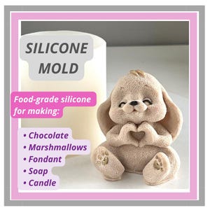 Silicone Bunny Mold for Soap, Chocolate Resin DIY  Epoxy  Fondant Candle Making Custom Silicone Mould Molds