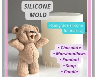 Stampo in silicone a forma di orsacchiotto, stampo 3D per decorare torte, stampi in silicone per cioccolato fondente, creazione di candele in resina fai da te