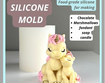 3D Unicorn Silicone Mold for Cake Decoration | Silicone Mould Fondant Chocolate Resin DIY Soap Candle Making