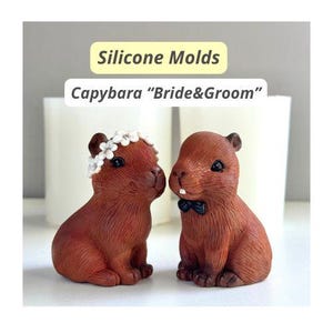 3D Capybara Bride and Groom Silicone Molds Mould for Soap Candle Chocolate Fondant  Making Figurines For Wedding Cake Topper