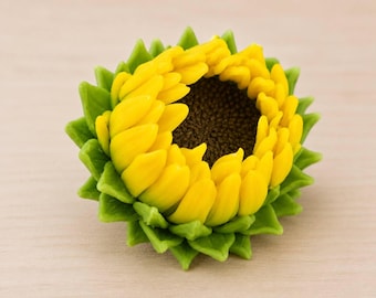 Sonnenblumen-Silikonform, 7 cm (2,76 Zoll), große, realistische Sonnenblumenknospenform für Marshmallows, Zefir, Schokolade, Fondant und Seifenblumen