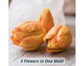 Stampo in silicone 3 in 1 a forma di tulipano, stampo in silicone a bocciolo chiuso per cioccolato, fondente e marshmallow, stampi in silicone morbido per alimenti.