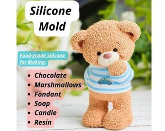 Stampo in silicone a forma di orsacchiotto, stampo 3D per decorare torte, stampi in silicone per cioccolato fondente, creazione di candele in resina fai da te