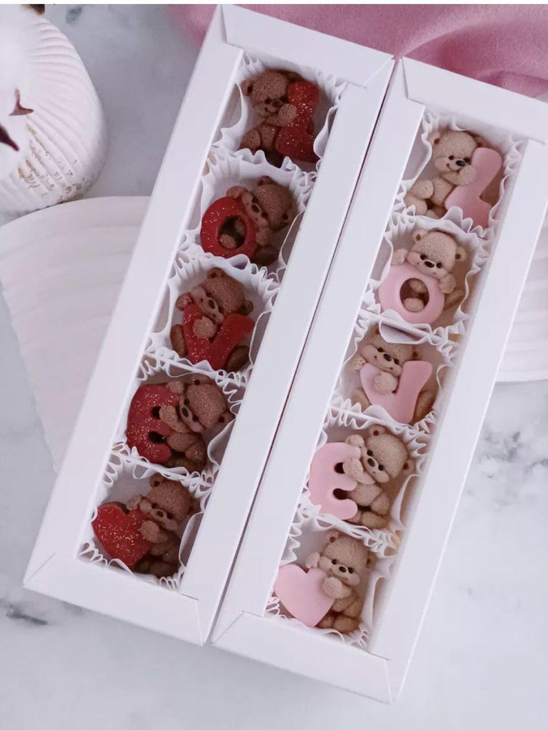 Mini Love Bears 2D Silicone Mold Bear Silicone Mould for Making Decor Bento Cake Pops Cupcake Fondant Chocolate Valentines Soap molds image 7