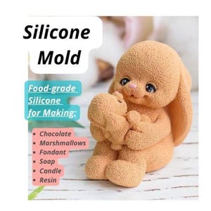 Silicone Bunny Mold For Cake Decorating Topper Baby Shower First Second Birthday Chocolate Fondant Topper Silicone Mould Soap Candle Molds