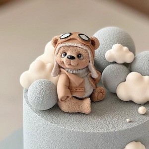 Molde de urso de pelúcia para chocolate, silicone 3D, molde piloto de silicone de grau alimentício para fazer topo de bolo comestível, moldes de fondant e marshmallow