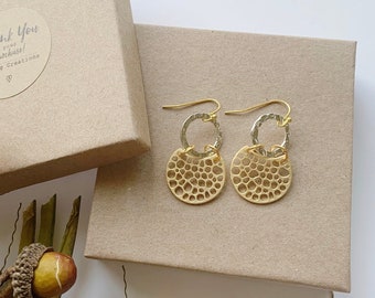 CLEARANCE, Gold and Silver Earrings, Circle Earrings, Gold Earrings, Textured Earrings, Everyday Earrings