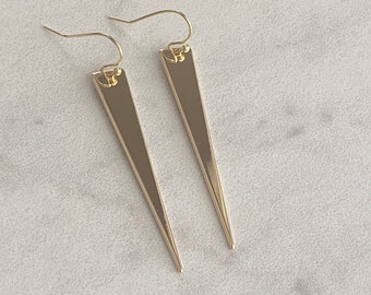 Gold or Silver Triangle Earrings, Spike Earrings, Elongated Triangle Earrings, Geometric Earrings, Minimalist Earrings, Gift For Her