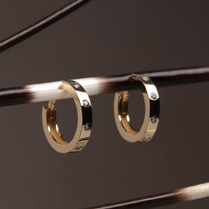 Mother's Day Gift, 14k, 18k, Solid Gold Earrings, Birthday Gift For Her, Gift For Mom, Small Zircon Stone Earrings, Women's Day Gift,