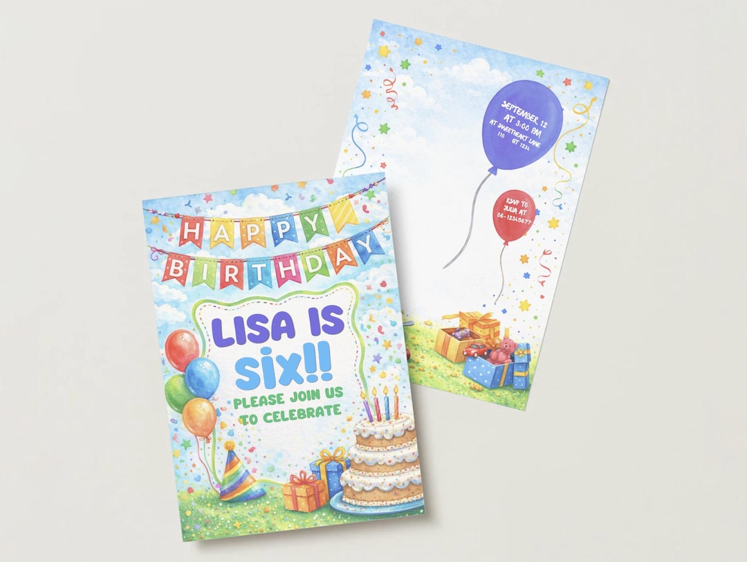 Colorful Child Birthday Invitation | Editable Canva Template (instant ...