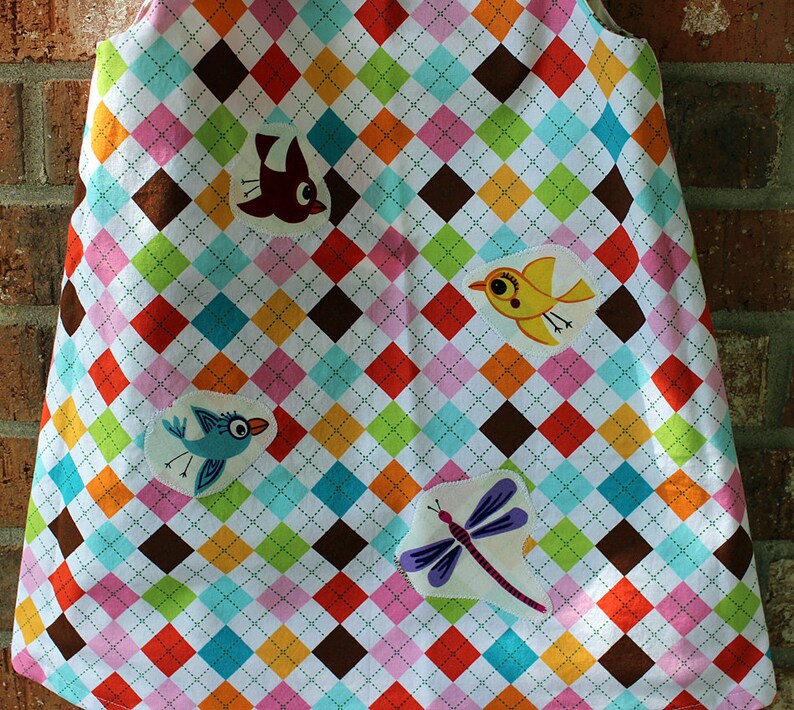 Bird Wildlife Zoo Lion Animal Reversible Argyle Girl/'s Toddler Dress Size 4T Ready to Ship