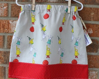 Bunny and Balloon Girl's Cotton Skirt Size 4T Ready to Ship