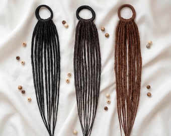 Coda di cavallo con elastico per dreadlocks | Elastico per dreadlocks sintetici | Extension per coda di cavallo con dreadlocks finti | Accessorio per capelli boho | Dreadlocks per festival