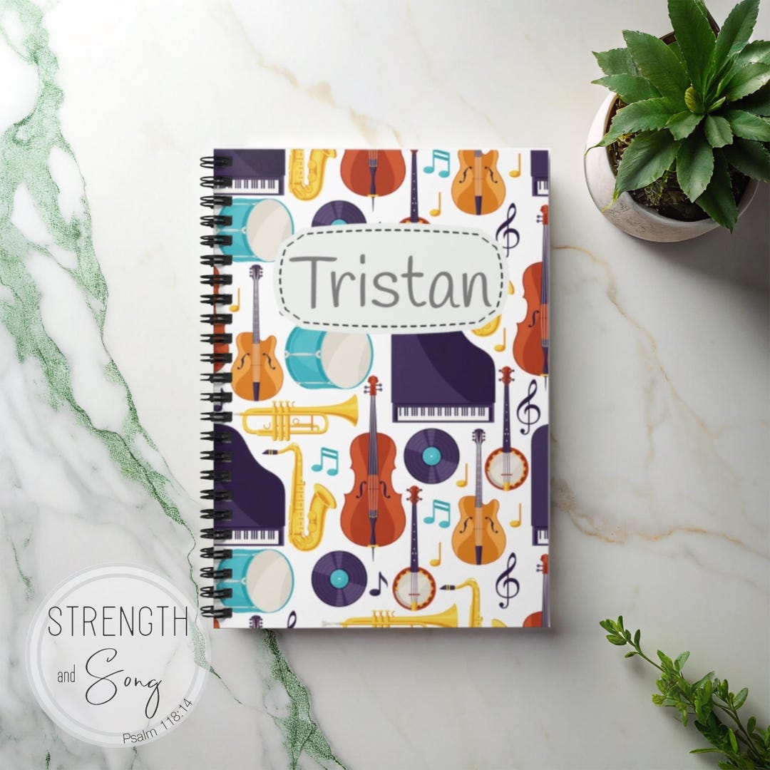 Musical Instruments Spiral Notebook Personalized - Custom Journal, 118 ...