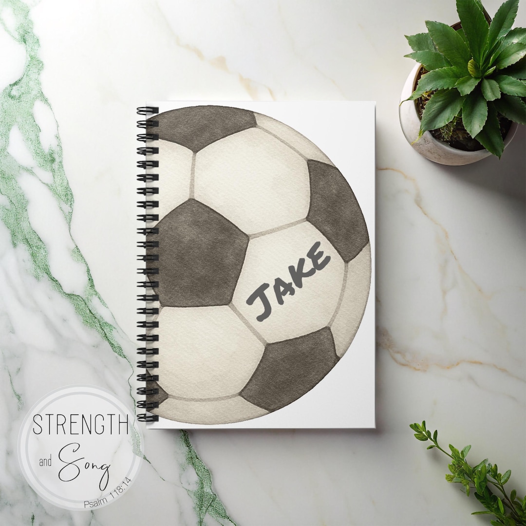 Soccer Ball Spiral Notebook Personalized - Custom Journal, 118 Ruled ...