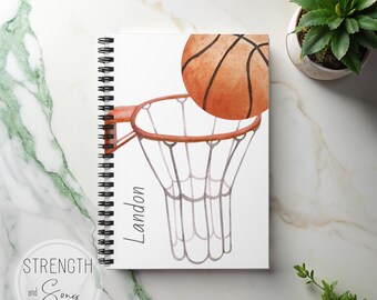 Basketball and Net Spiralblock, personalisiert - Custom Journal, 118 linierte Seiten (59 Blatt), Dokumententasche, kompakte Größe: 6 "x 8"