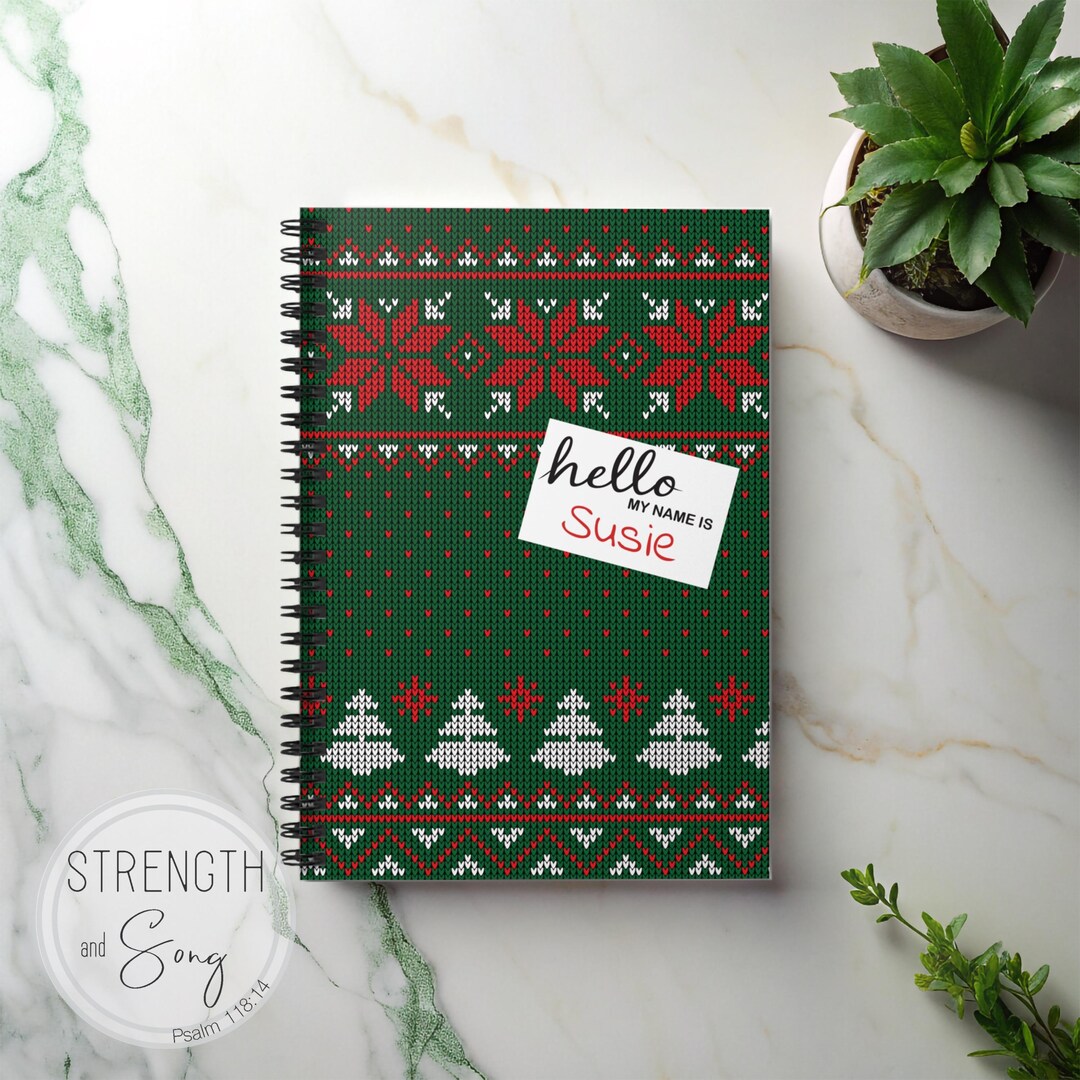 Fair Isle Knit Sweater Spiral Notebook Personalized - Custom Journal ...