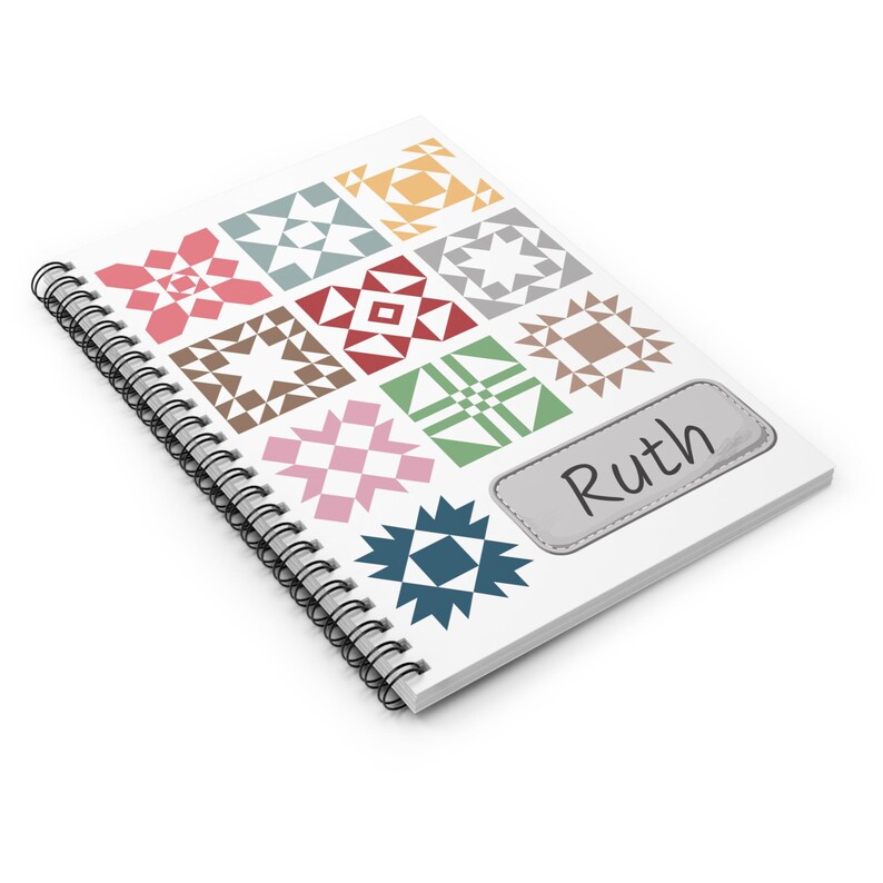Notebook Blocks Colorful Quilt Blocks Spiral Notebook Personalized - Custom Journal ...