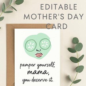 Carte-cadeau Spa modifiable pour la fête des Mères | Modèle de toile imprimable | Prenez soin de vous maman carte | Téléchargement instantané | Cadeau pour maman