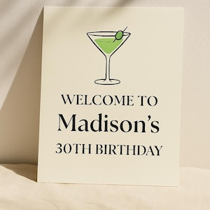 Editable 30th Birthday Welcome Sign - A Tiny Bit Older Martini Birthday Theme