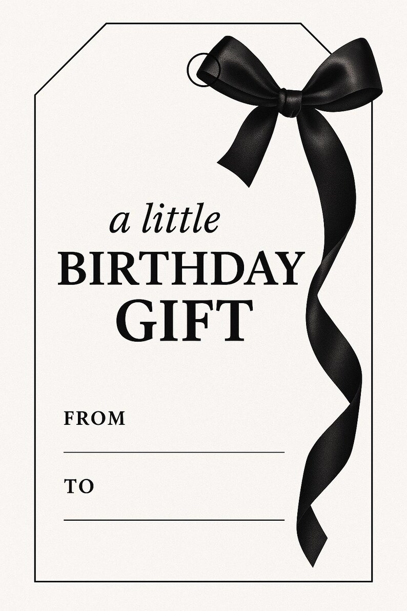 Printable Birthday Gift Tags Black Bow Favor Tags Editable Gift 