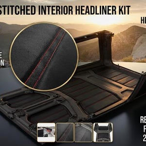 Garniture de pavillon surpiquée rouge Jeep Wrangler Rubicon pour modèles JLU 4 portes de 2018-2026 - Accessoire unique
