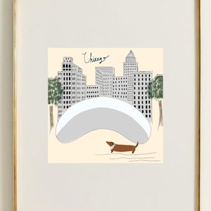 Arte de Dachshund, Arte de Parede de Chicago, Feijão de Chicago, Impressão de Dachshund, Cartão de Dachshund, Desenhado à Mão, Download Digital, Envelope Não Incluso