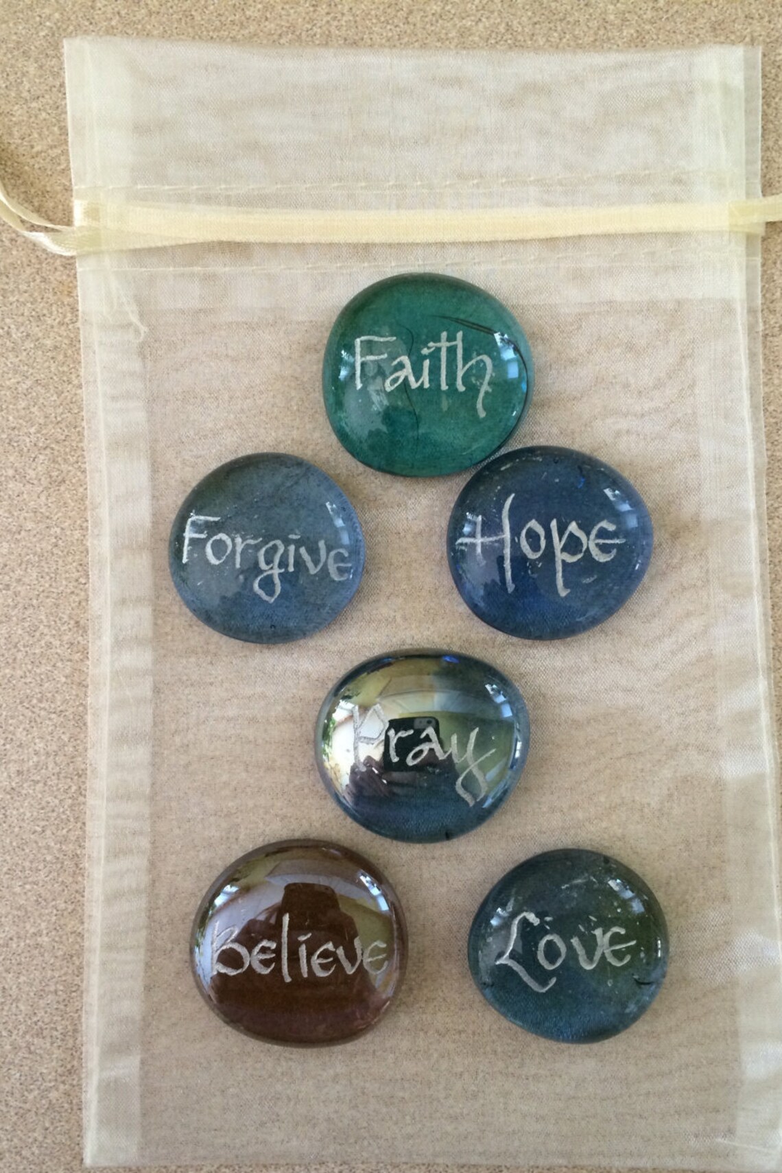 Prayer Stones Colored Glass Stones Etsy