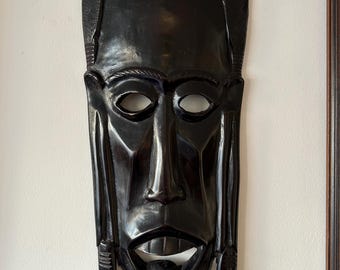 Heavy Vintage African Tribal Folk Art Hand Carved Wall