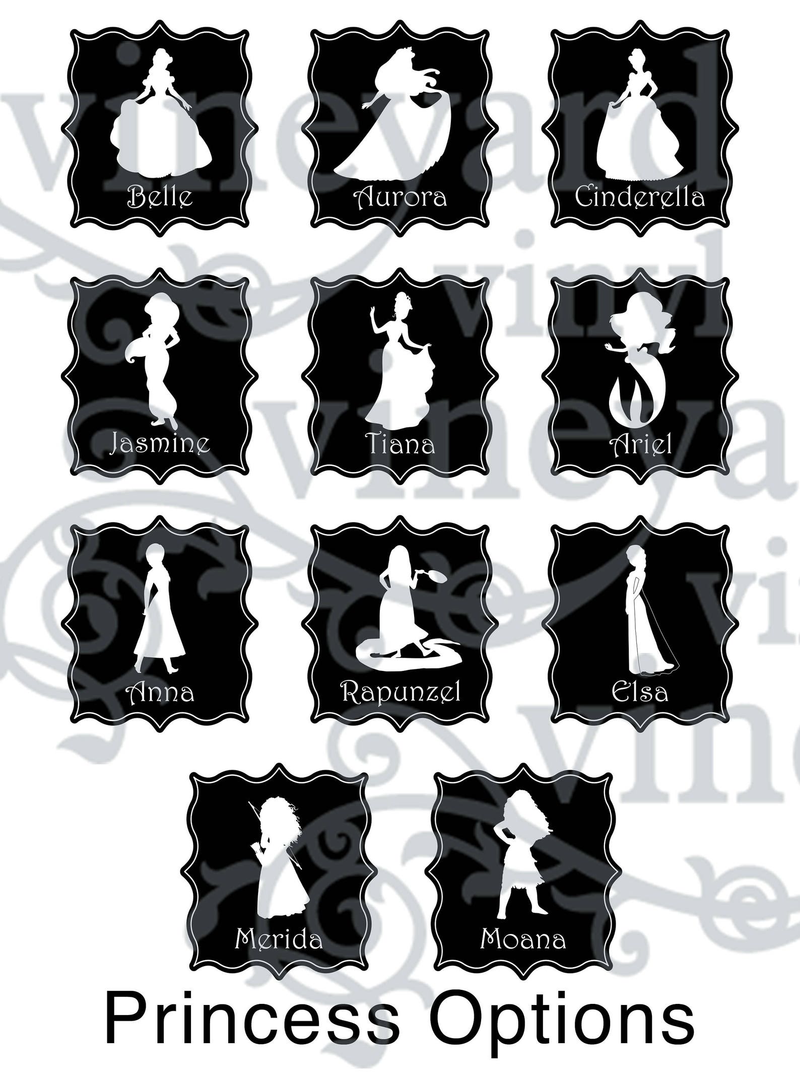 Disney Princess Vinyl Wall Decals Etsy