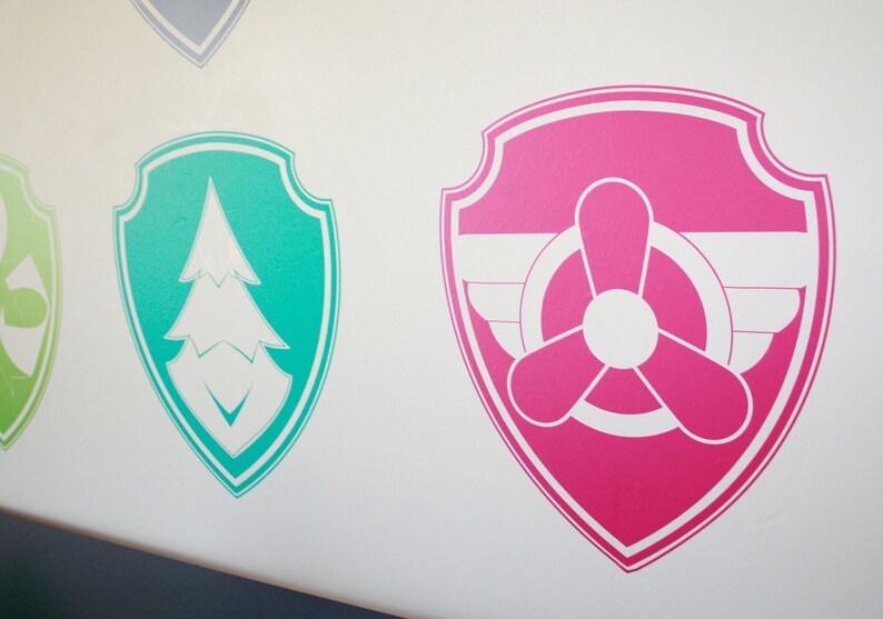 Paw Patrol Shield Vinyl Wall Decals SET OF ALL 9 Etsy