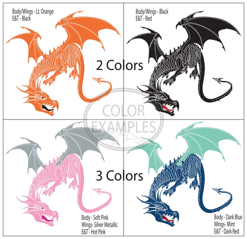 Dragon vinyl wall decal 2 or 3 colors image 7