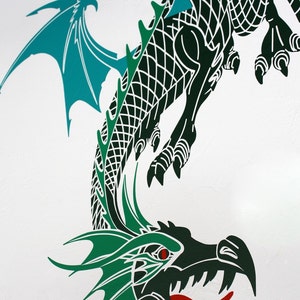 Dragon vinyl wall decal 2 or 3 colors image 3