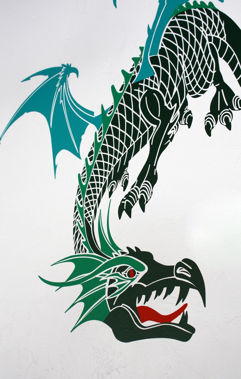 Dragon vinyl wall decal 2 or 3 colors image 3