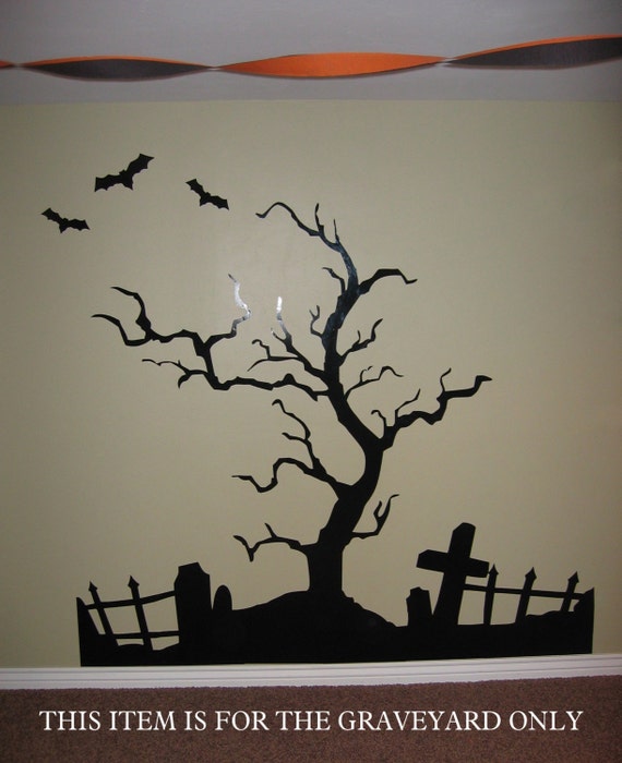 Graveyard Halloween Wall Sticker Decal Transfer Kids Horror Home Matt Vinyl UK
