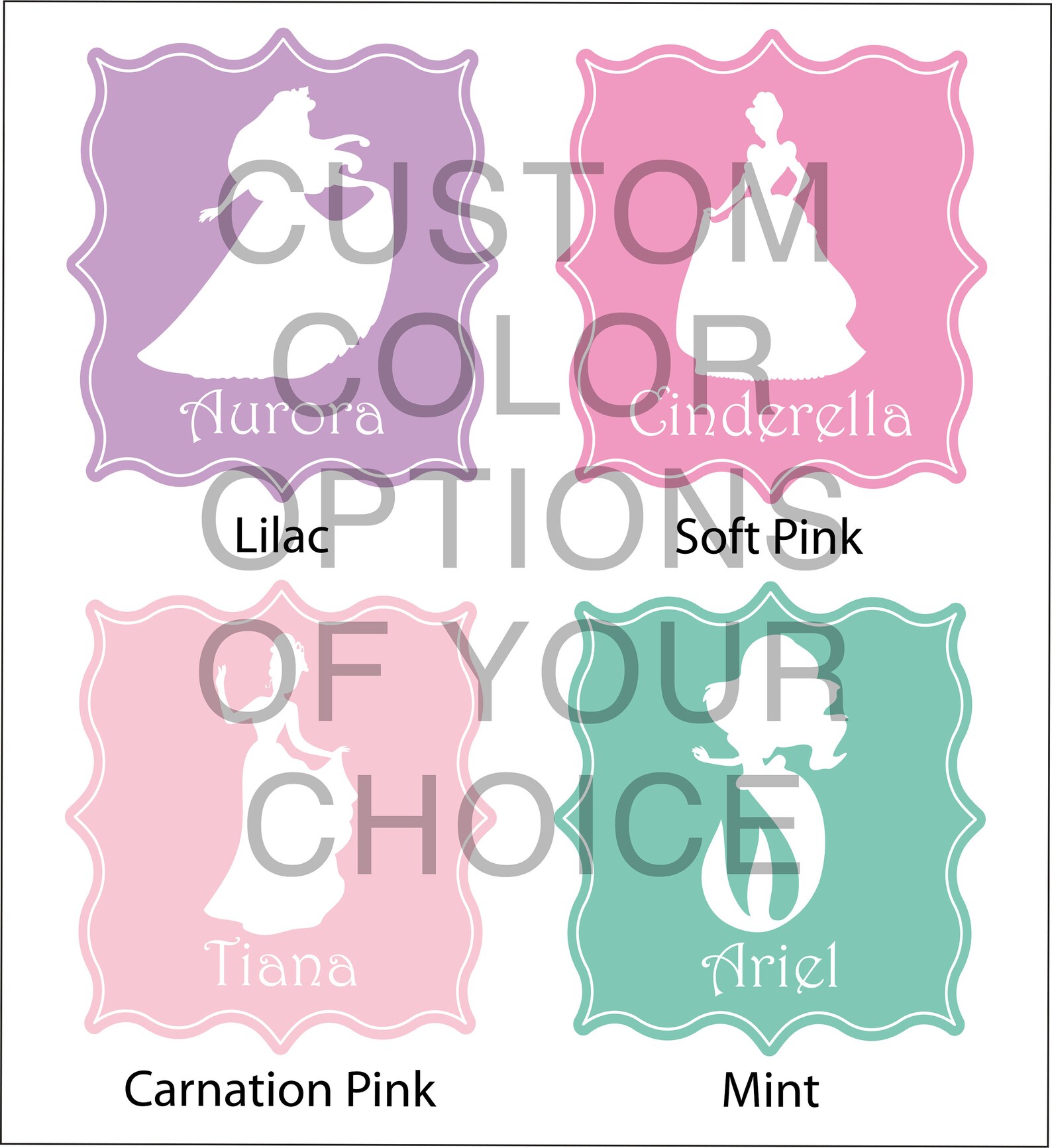 Disney Princess Vinyl Wall Decals Etsy