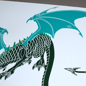 Dragon vinyl wall decal 2 or 3 colors image 5