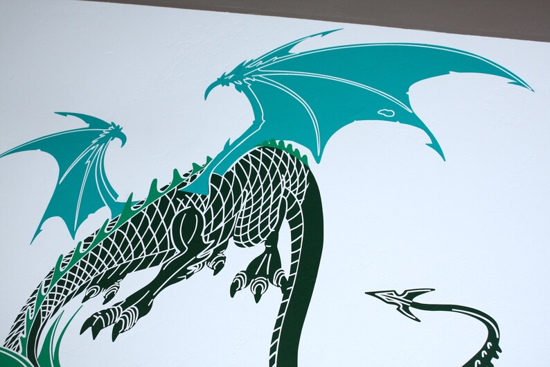 Dragon vinyl wall decal 2 or 3 colors image 5