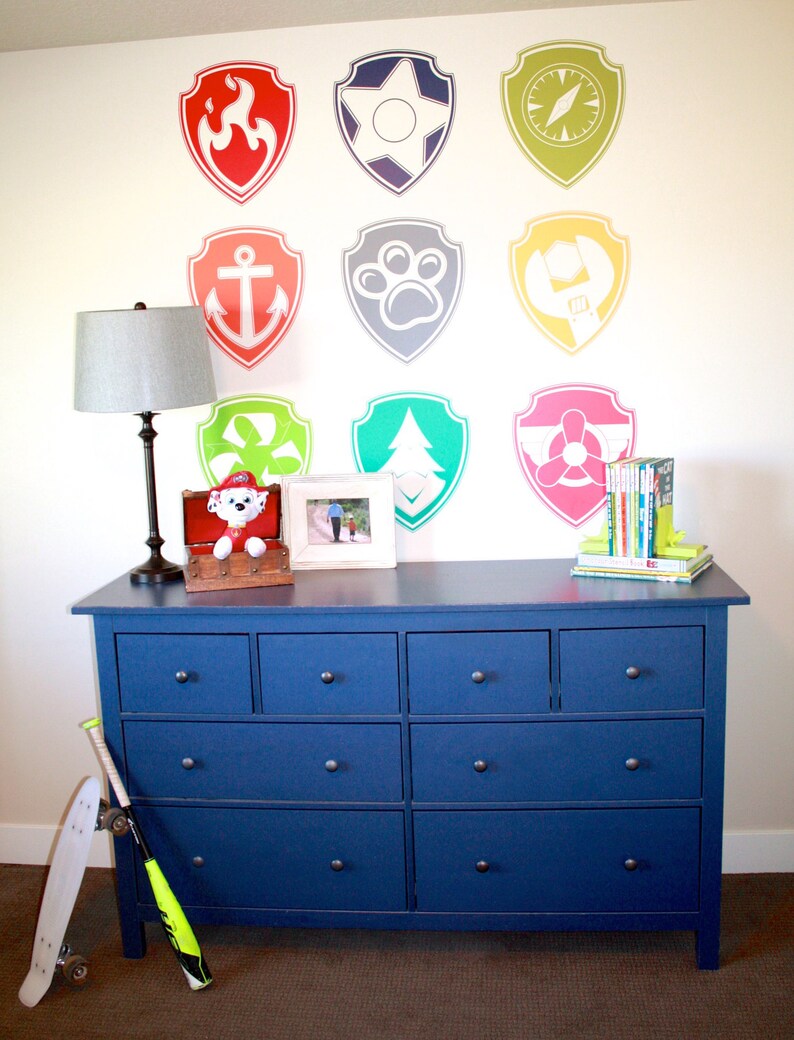 Paw Patrol Shield Vinyl Wall Decals SET OF ALL 9 Etsy