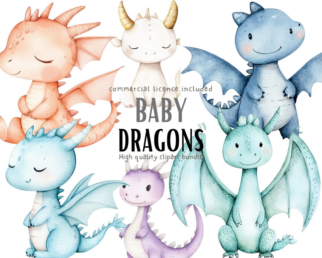Watercolor Baby Dragon Clipart Bundle – Fantasy Nursery Art (PNG) - Etsy