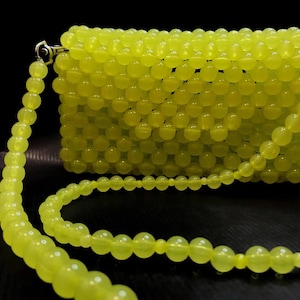 Y2K Yellow Beaded Bag – Handmade Mini Shoulder Bag – Retro 90s Fashion Accessory