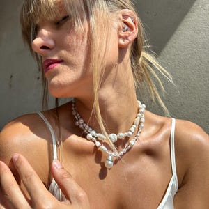 Baroque Pearl Layered Necklace • Crystal Beaded Jewelry • Luxury Statement Piece
