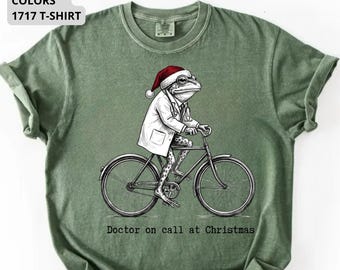 Comfort Colors Christmas Doctor Shirt, Funny Doctor on Call Tee, Residency Gift, Vintage Frog Med School Student T-Shirt, New Dr Top